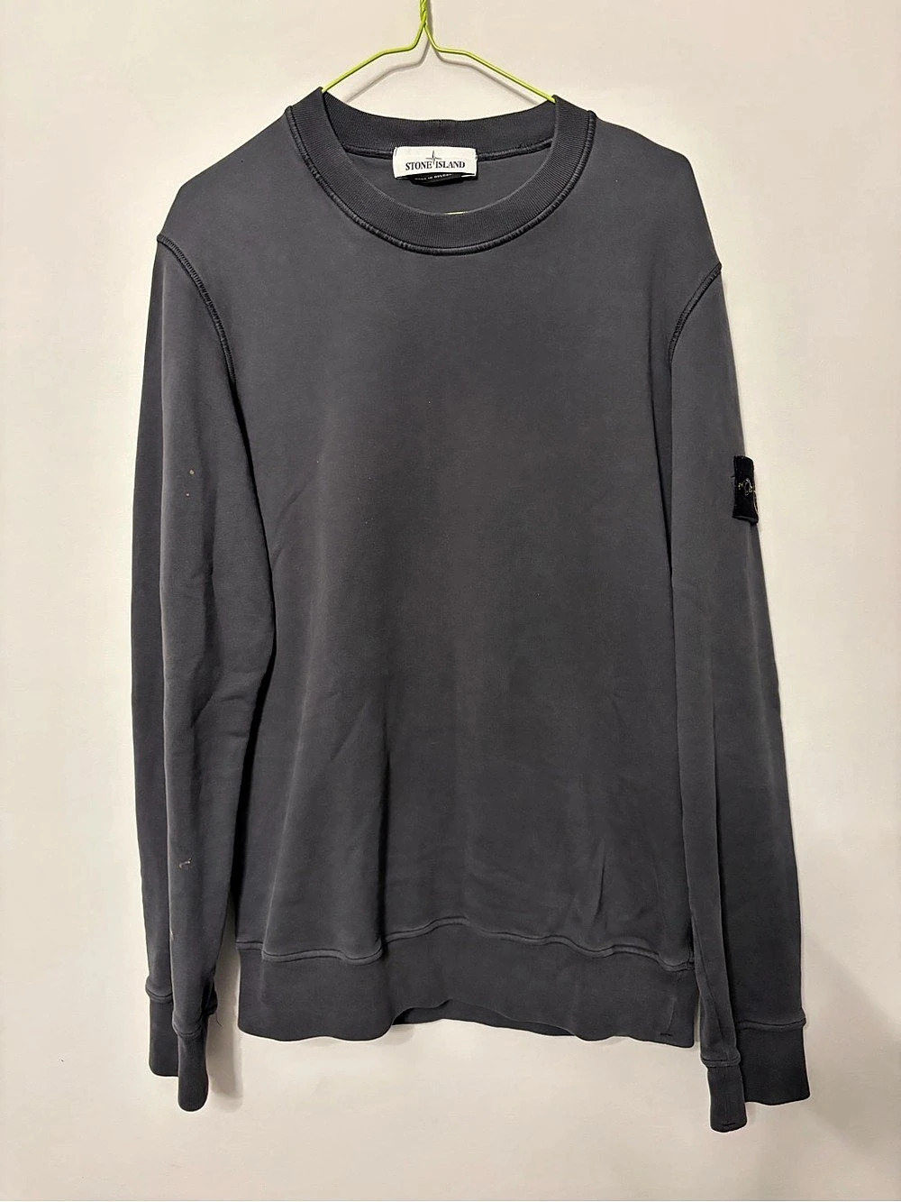 Stone Island Compass Badge Cotton Fleece Crewneck Gray Medium